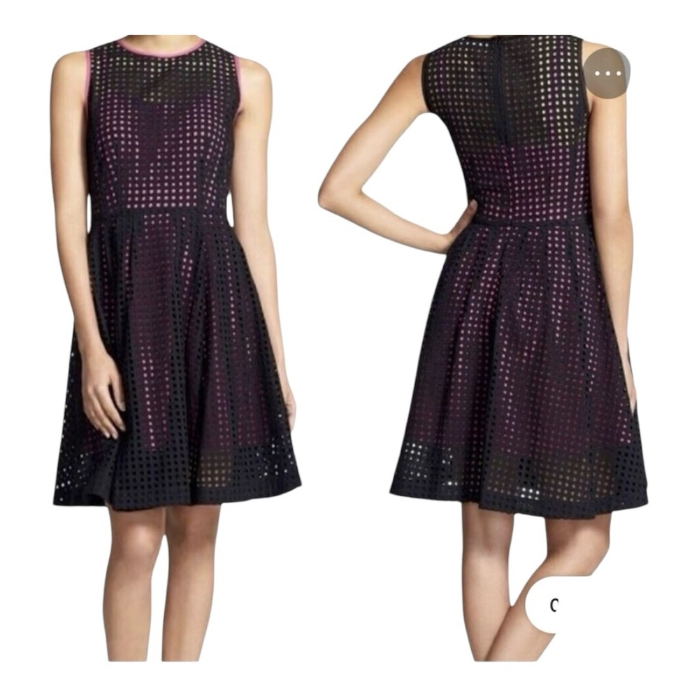 Halogen Black Pink Prism Fit and Flare Dress - Picture 1 of 13